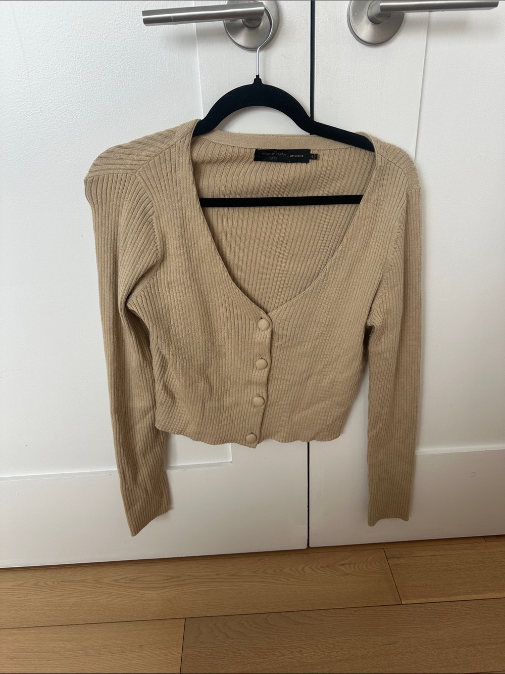 House of Harlow x revolve Ribbed V-Neck Button-Front Sweater Cardigan - Beige